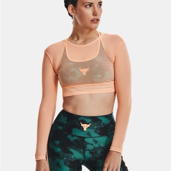 Under Armour Peach Mesh Crop Top - Picture 1 of 4